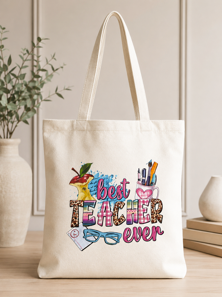 Best Teacher Ever Canvas Tote Bag